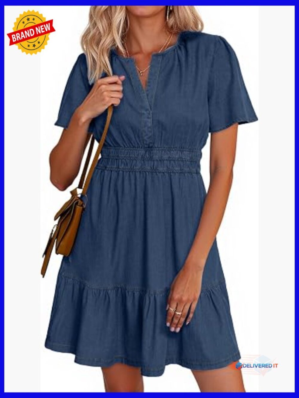 Women's Denim Short Dress With Pockets Casual Western Summer Wear